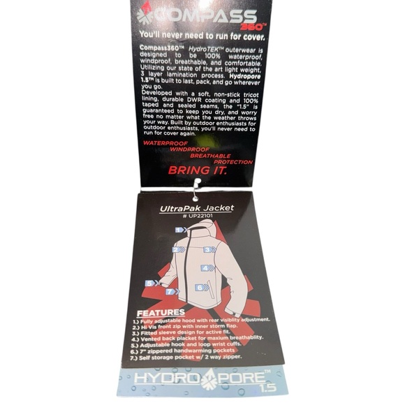 🧥 Compass 360 UltraPak Waterproof Packable Jacket – Men’s XXL – NWT - Picture 9 of 10